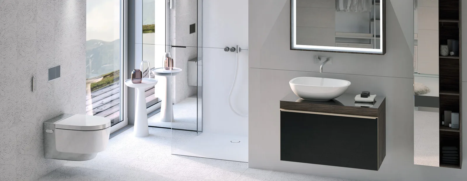 Modernes Badezimmer mit Geberit Sanitärtechnik, umgesetzt von Wärmetechnik Häfele